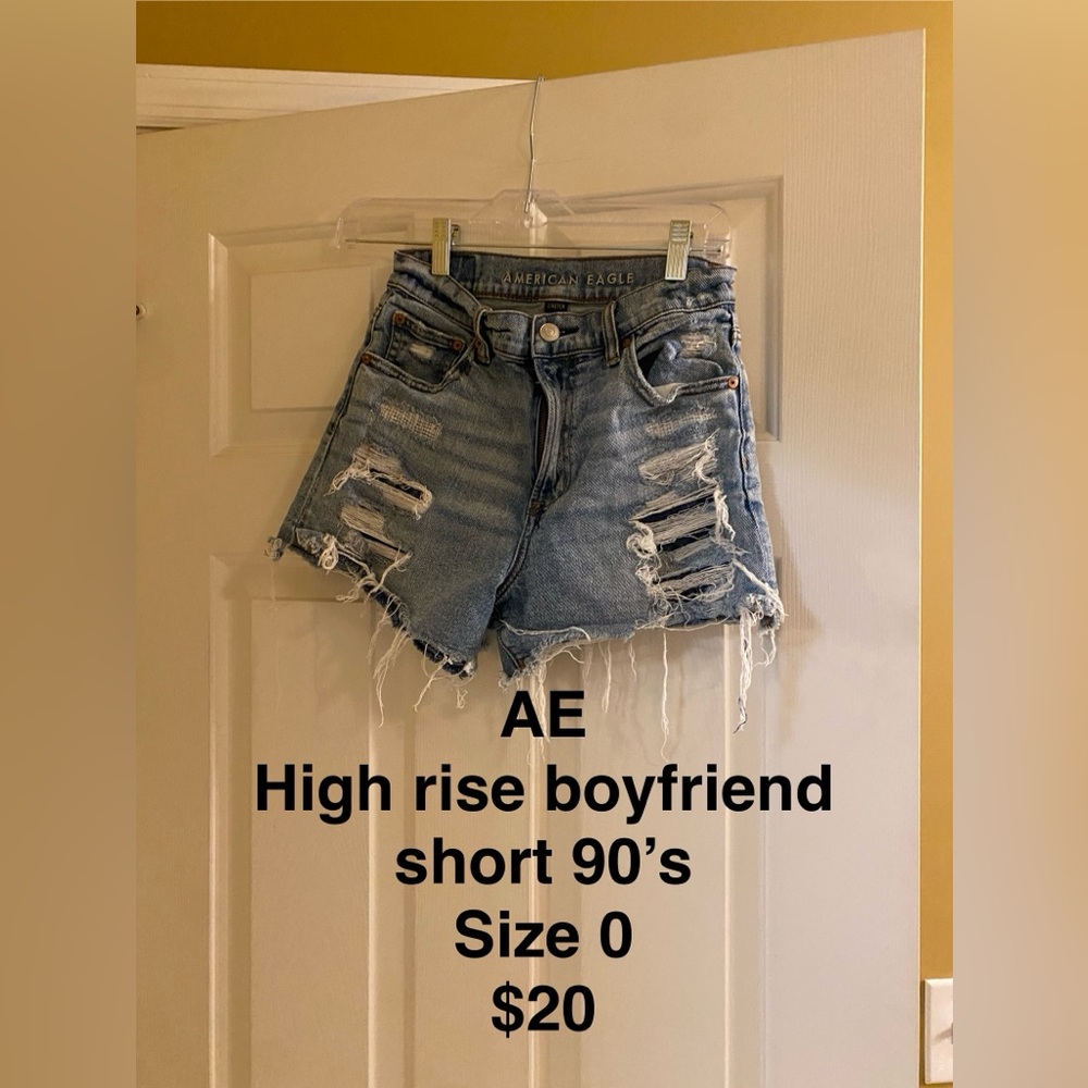 American Eagle Outfitters Distressed Jean Shorts - Blue